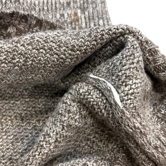 Prana Medium Tan Heather Sweater Dress ARCHER Fold Over Collar Snap Knit Pockets - Picture 7 of 8